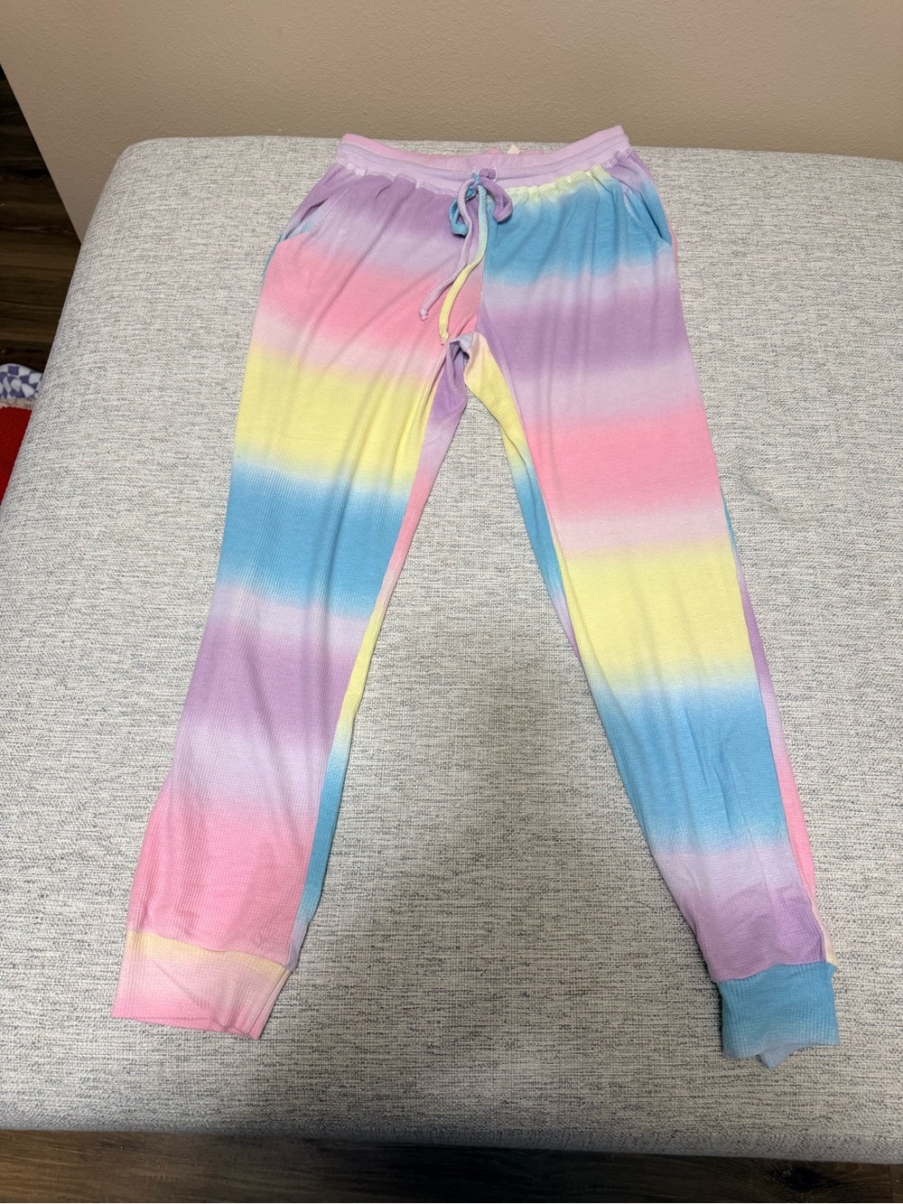 Rainbow Tie-Dye Lounge Pajama Pants - Pastel Pink, Blue & Yellow